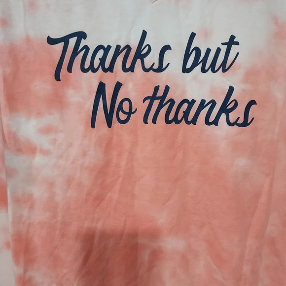 NWOT Lane Bryant Coral Tie-Dye Thanks But No Thanks V-Neck Shirt in Size 22/24 - Picture 4 of 8